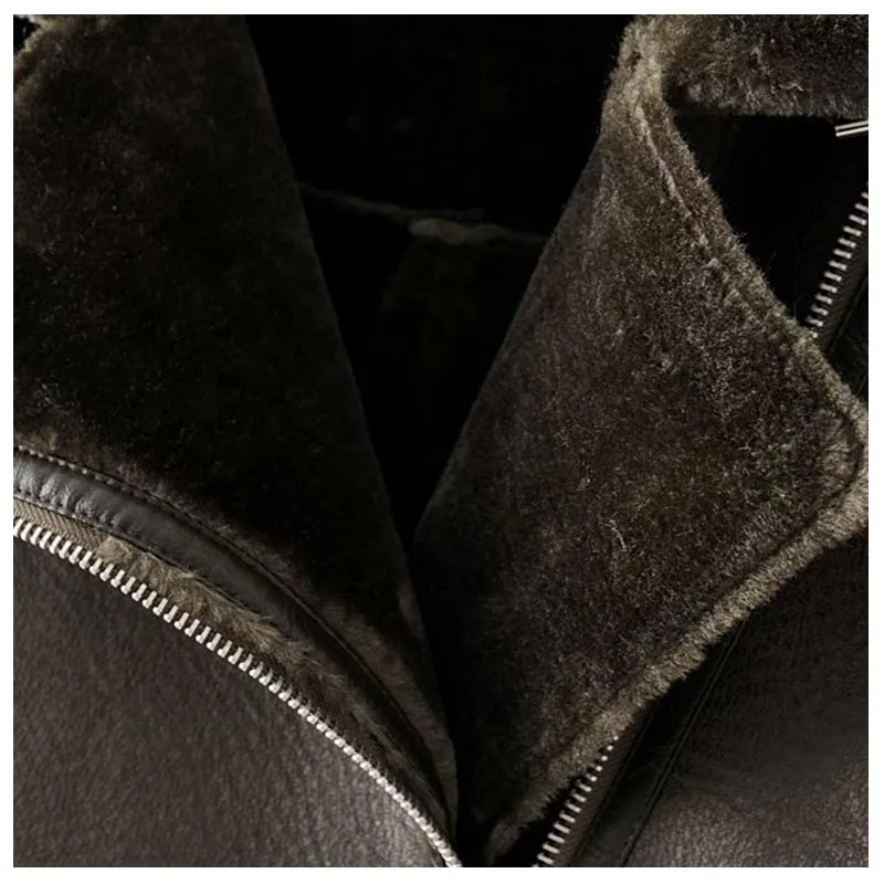 Suzhan/новое пальто с отворотом и бархатной подкладкой в стиле ретро; теплое модное пальто из искусственной кожи с мехом ягненка; мотоциклетная одежда; куртка-бомбер