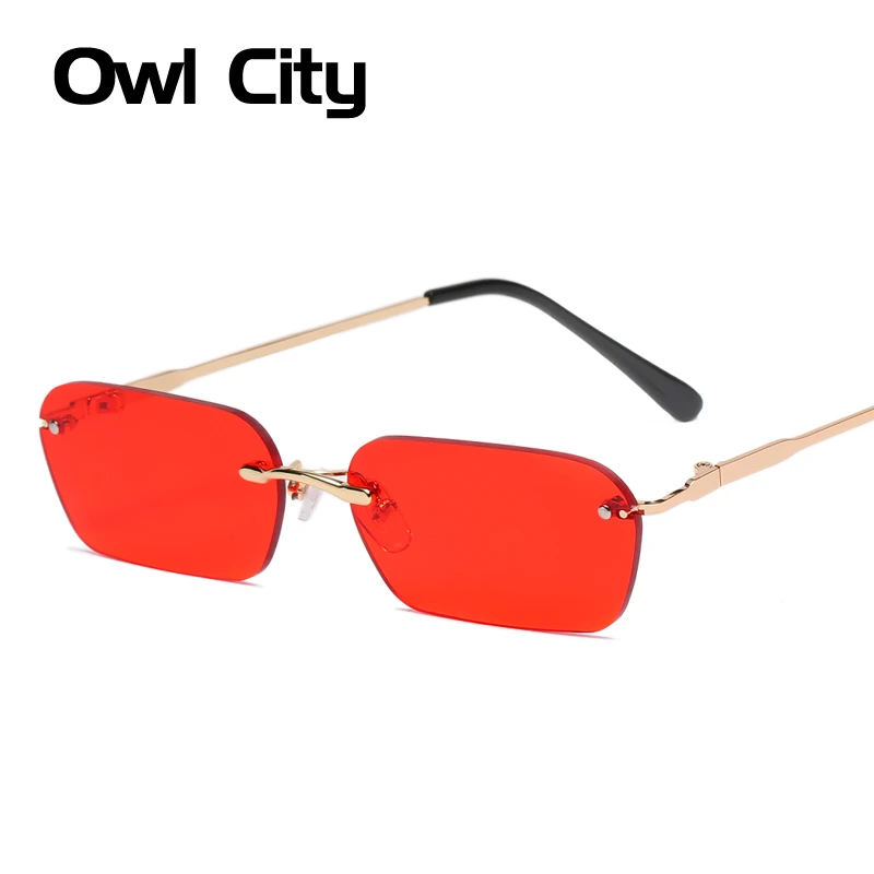 Small Rectangle Rimless Sunglasses Women Square Vintage Sun Glasses Brand Designer Men Retro 90s Trendy Gradient Glass square sunglasses