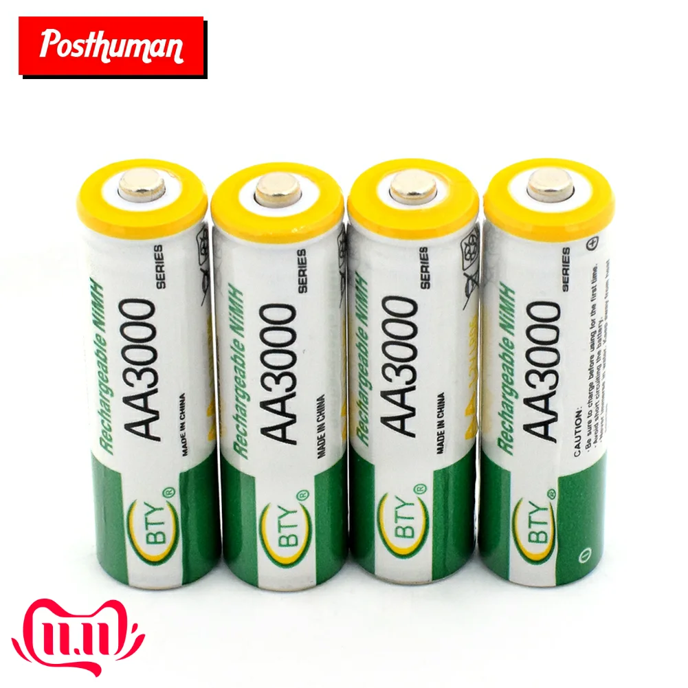 

POSTHUMAN High Capacity AA 3000mah 1.2 V Ni-mh Rechargeable Batteries LR6 HR6 KAA MN1500 AM3 Replacement Battery With Box Case