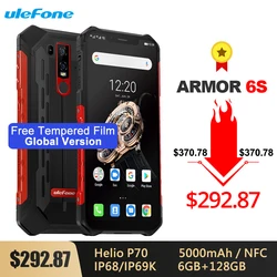Перейти на Алиэкспресс и купить ulefone armor 6s ip68/ip69k rugged phone helio p70 octa-core 6.2дюйм. fhdandroid 9.0 6gb+128gb nfc face id global version smartphone
