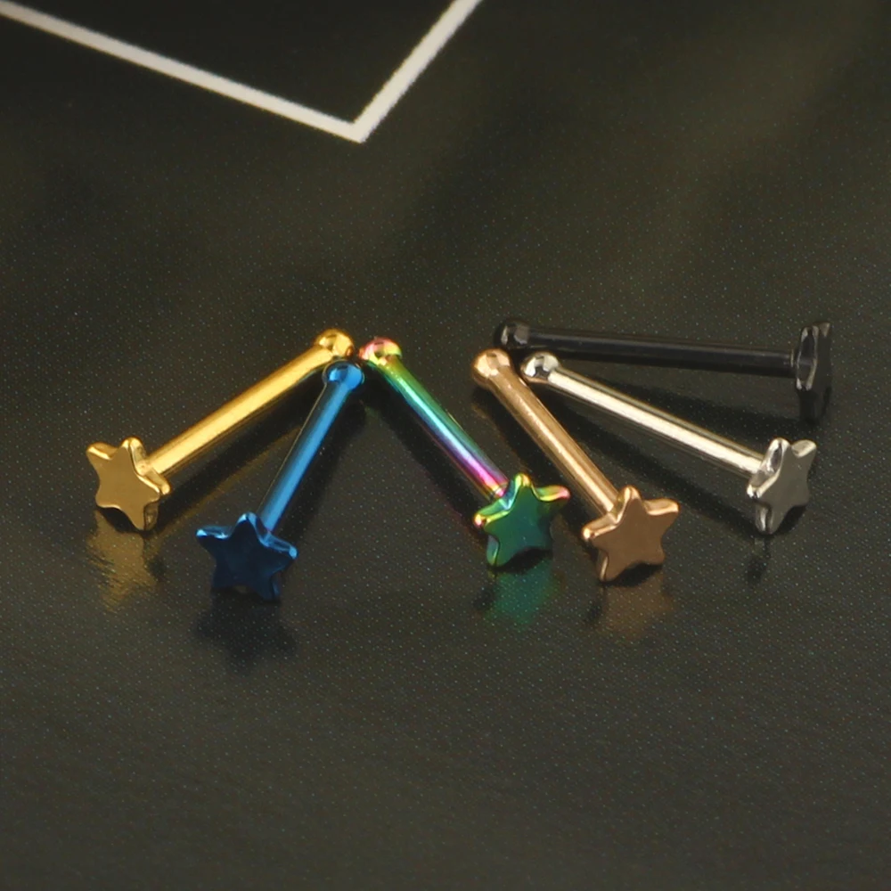 Surgical Steel Nose Pin Star Screws Studs  20G Body Piercing Set Jewelry  Nose Stud Retainer Star Labret Studs Set Piercings