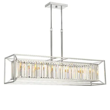 

HAIXIANG Modern LED Crystal Strips Chandelier Lamp Restaurant Dining Table Ceiling Hanging Light