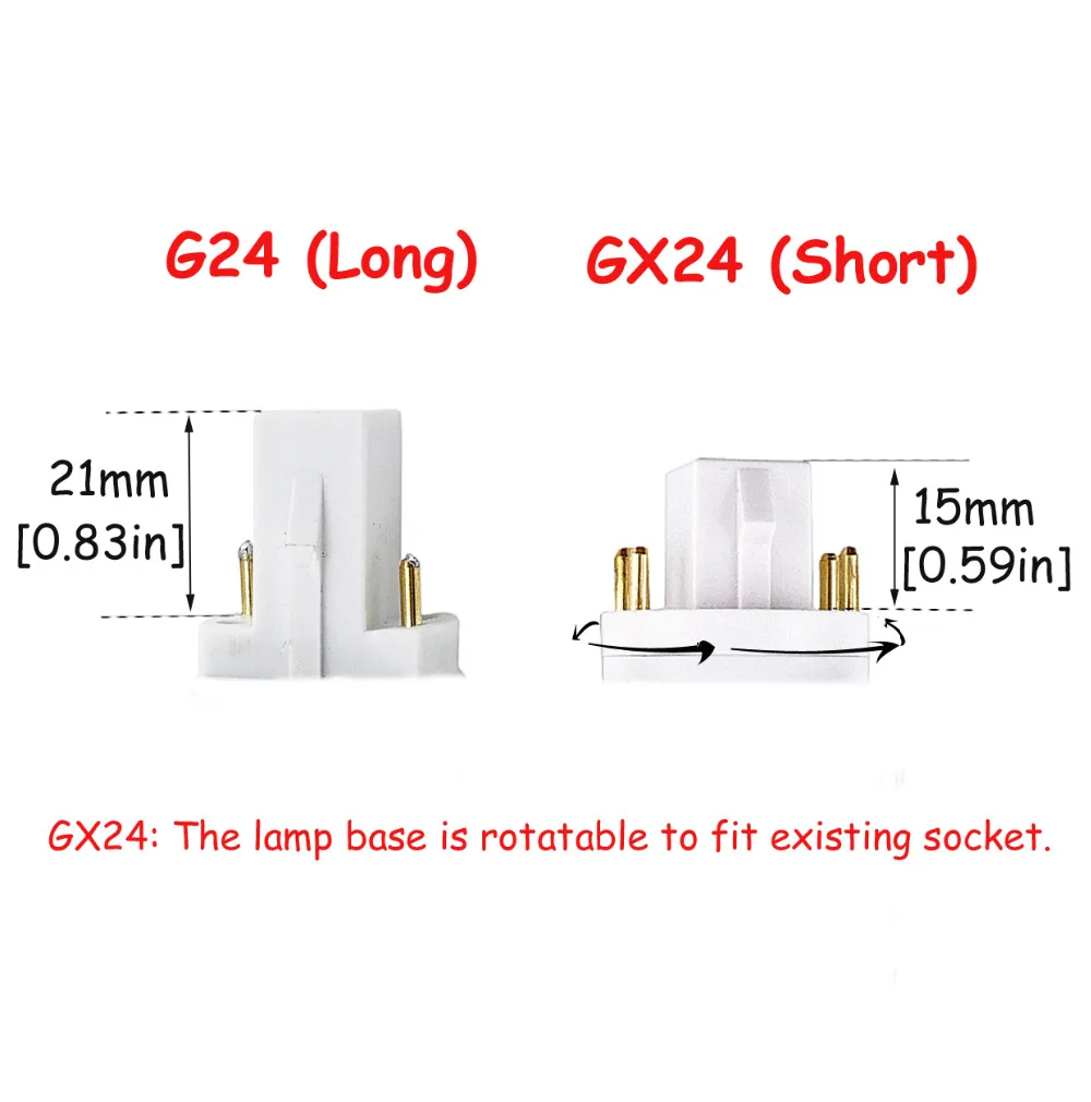 2-Pack 13W GX24 вращающаяся Светодиодная лампа G24Q/GX24Q 4-основа заколки 26W CFL/компактная флуоресцентная лампа замена удаления/обхода балласта