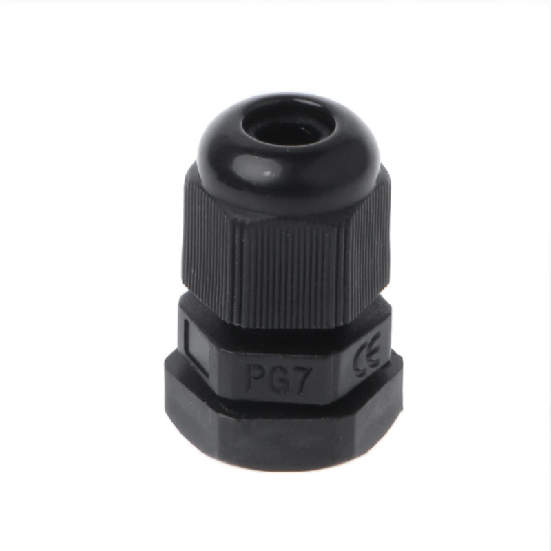 10 Pcs PG7 Waterproof Connector Nylon Gland Black For 4-7mm Diameter Cable Y1QB