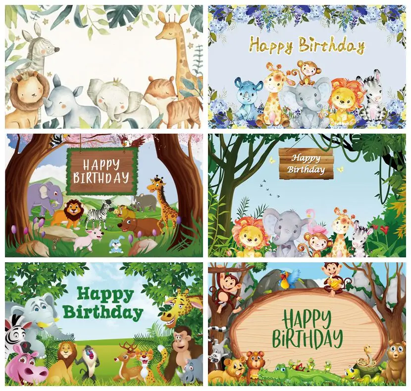 

Baby Cartoon Baby Shower Background Tropical Safari Jungle Party Decro Photo Photography Babckdrops For Kid Portrait Photozone