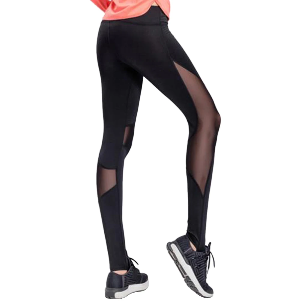 Women Yoga Pants Tights Mesh Stirrup Leggings Tummy Control High Waist Compression Activewear For Gym Workout Fitness Running