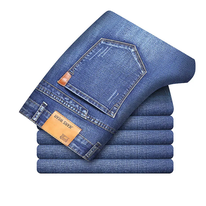 Blue Jeans Классические джинсы мужские черные синие тонкие облегающие брюки мужские новые модные высокие Стрейчевые обтягивающие Мужские Винтажные рваные джинсы - Цвет: Blue Jeans