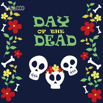 

Laeacco Colorful Flowers Leaves Skeleton Skull Photography Backdrops Day of the Dead Photo Backgrounds Carnaval Party Photozone