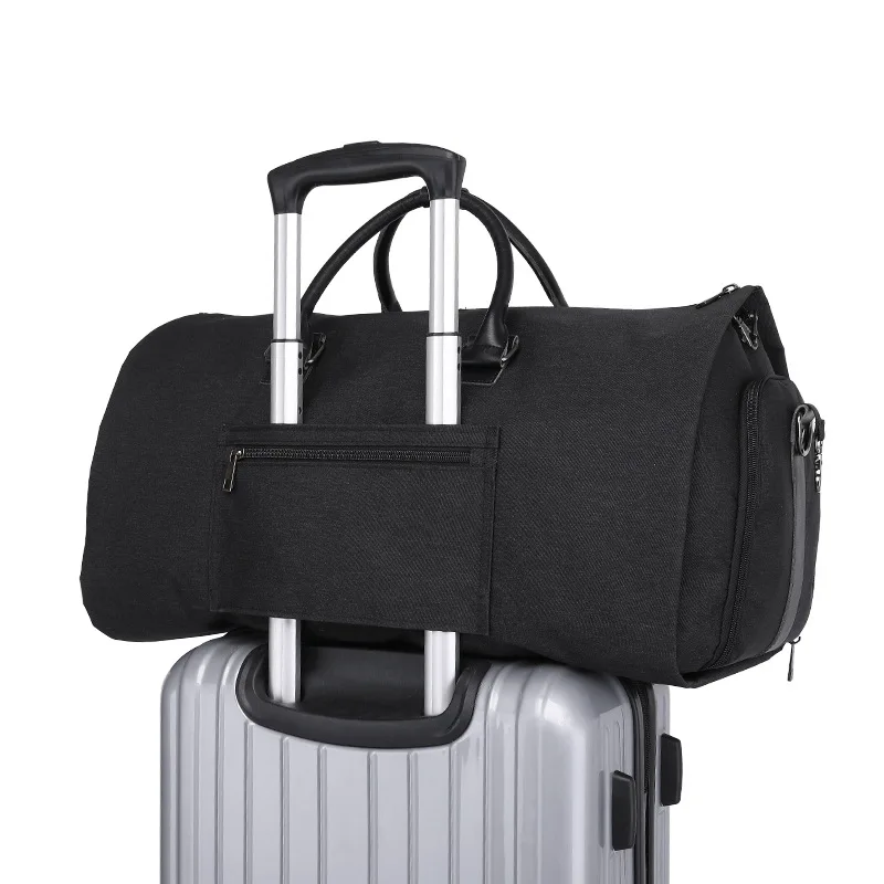 Modoker Black Men Travel Bag Organizer Casual Business Pack Male Vacation Duffel Package Shouder Daypack Durable Garment Bag