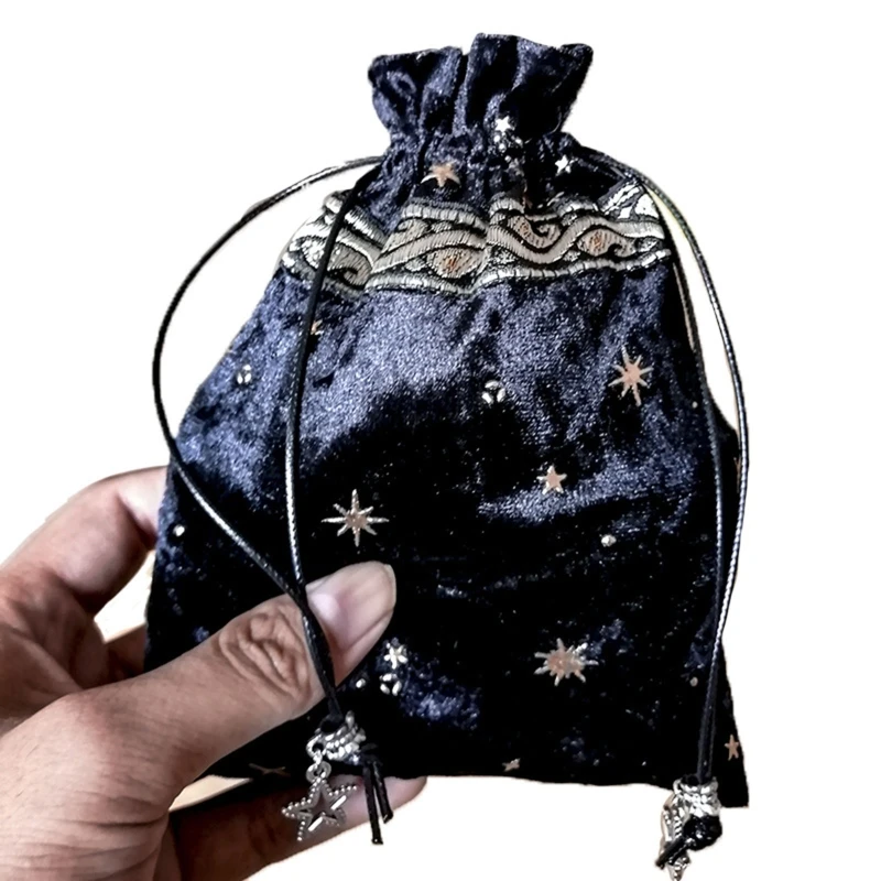 

Witch Constellation Energy Crystal Storage Bag Board Game Tarots Oracle Cards Bag Plush Jewelry Drawstring Package