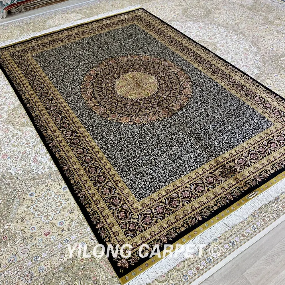 Yilong 5,5 'x8' ручной Шелковый персидский ковер Qum ковер "Медальон"(ZQG250A