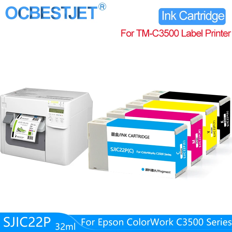 Cartucho de tinta Compatible con TM C3500 SJIC22P para impresora Epson  Colorworks C3500, tinta pigmentada con chip, 32ml|Cartuchos de tinta| -  AliExpress