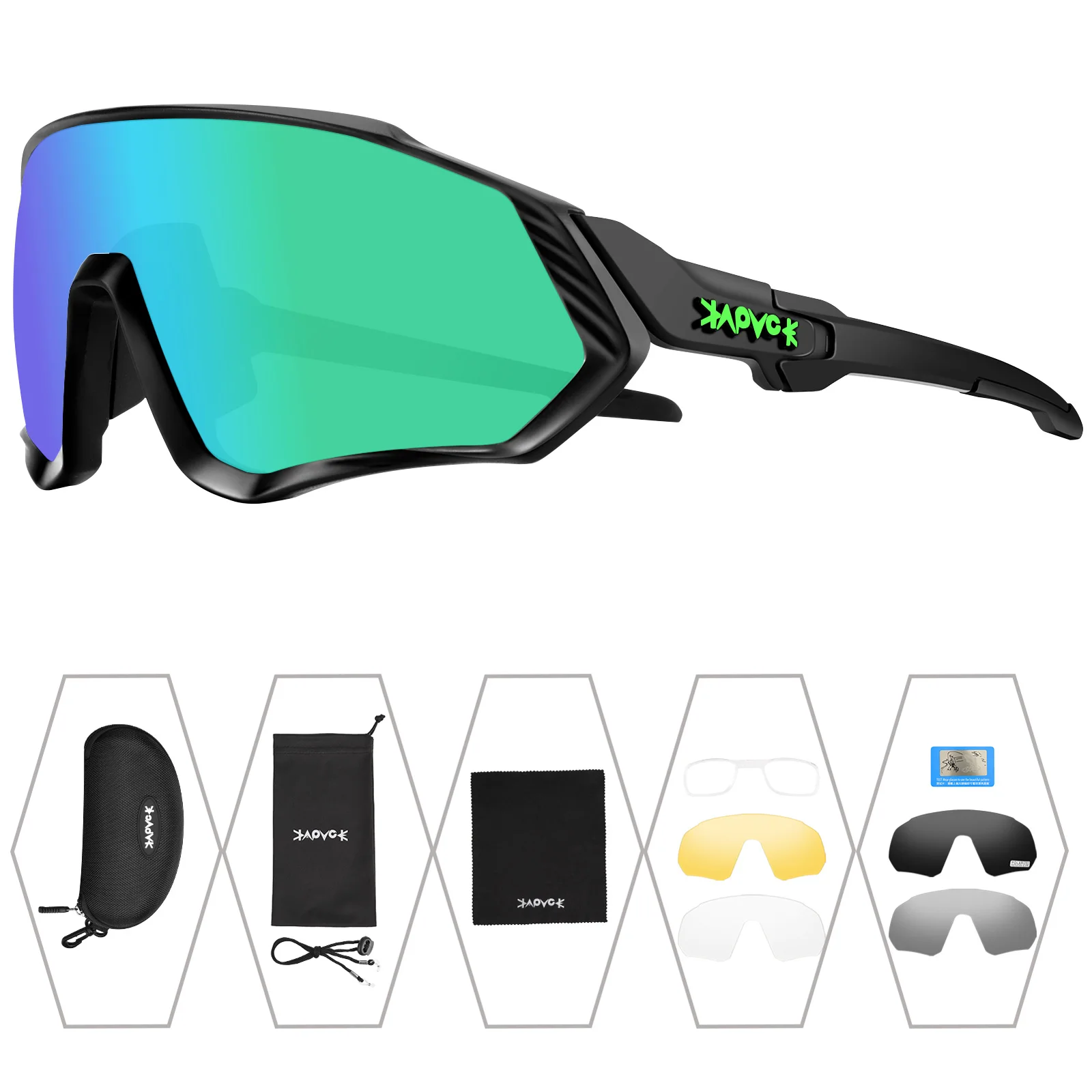 Polarised Cycling Sunglasses With 5 Interchangeable Lenses Unisex_voghion.com