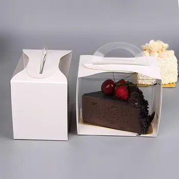 

50pcs Useful Creative Transparent Portable Dessert Boxes Cake Package Box Pastry Box Cake Container Cake Boxes