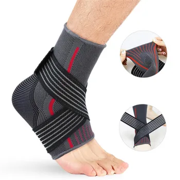 3D Pressuried Enkel Ondersteunt Basketbal Volleybal Sport Gym Badminton Enkel Brace Protector Met Riem Riem Elastische Verstuiking Repa