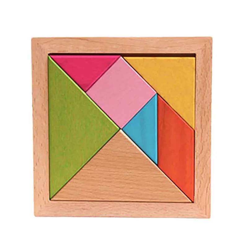 Магнитные пазлы математические игрушки Танграм дети подарок дерево геометрическая форма Дети Обучающие деревянные игрушки