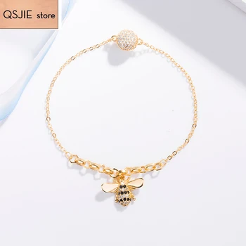 

QSJIE High-quality SWA original gorgeous dazzling bee crystal friendly bee, floating bee woman romantic Bracelet fashion jewelry