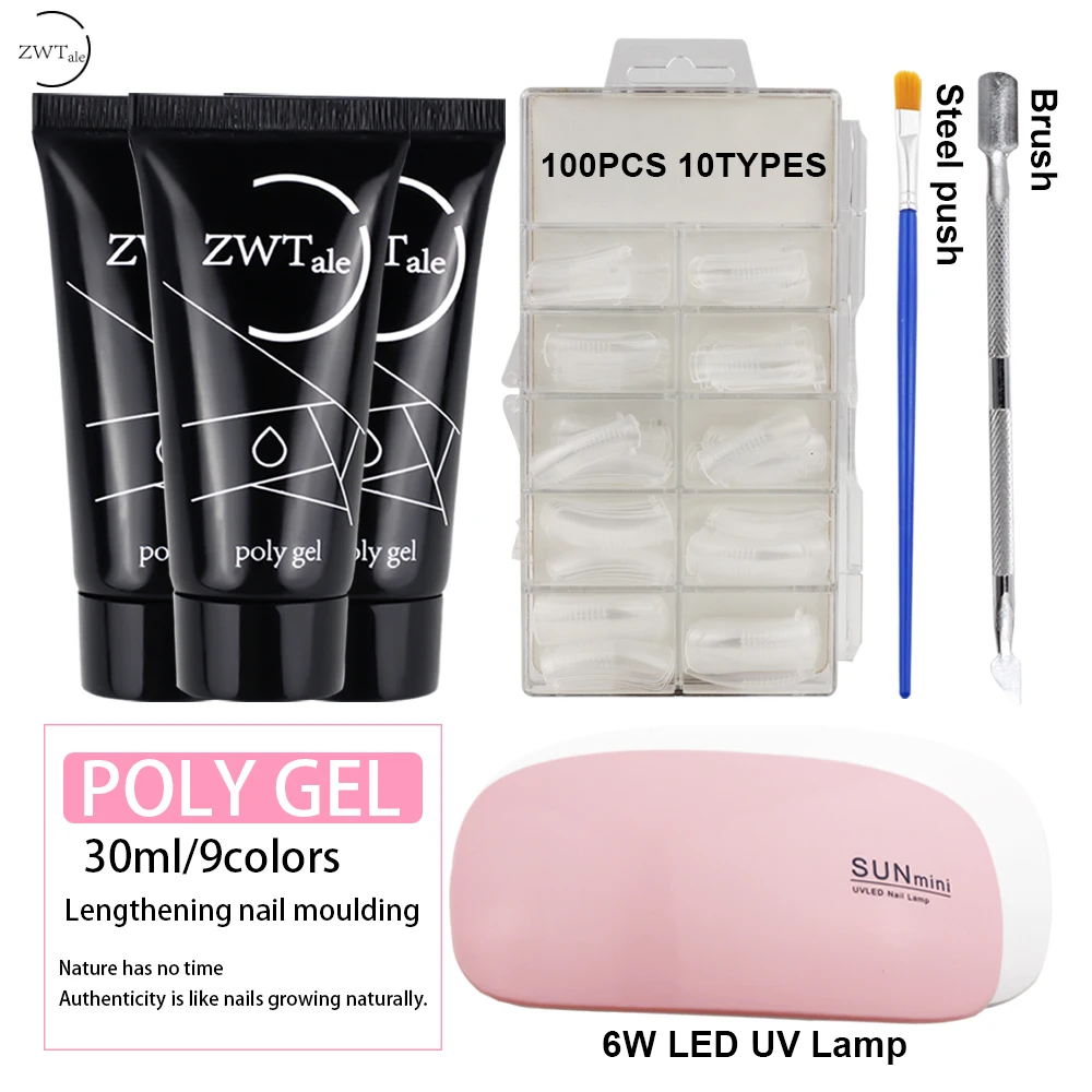 

ZWTale 30 ml Poly Gel Set UV Gel Nail Polish Art Qucik Building Nails Extentions Gel Varnish Manicure Tips Polygel with Lamp