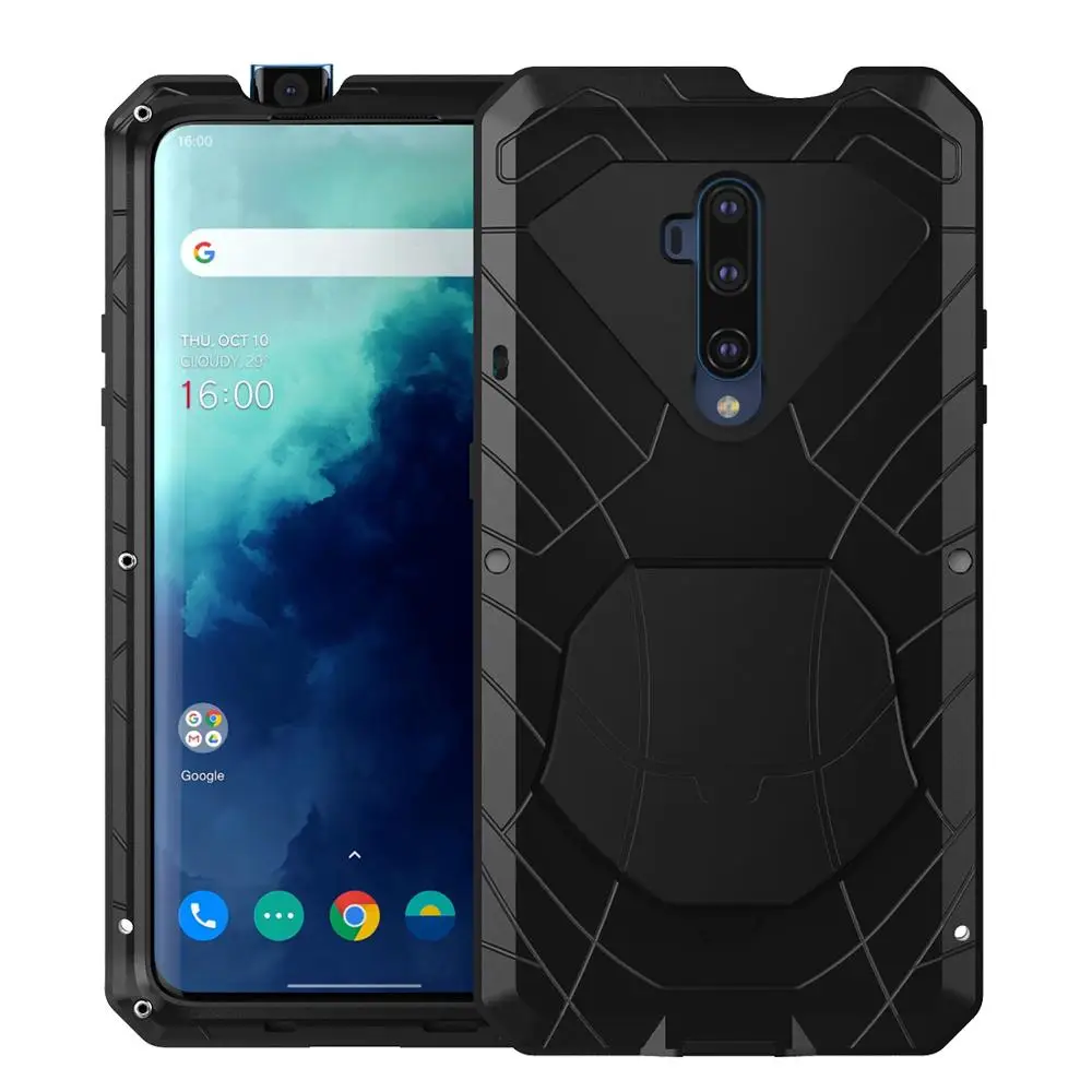 black Для Oneplus 7T Pro Чехол для телефона усиленная защита Броня металлический чехол анти-осень Алюминиевый Чехол для Oneplus 7T Pro - Цвет: black