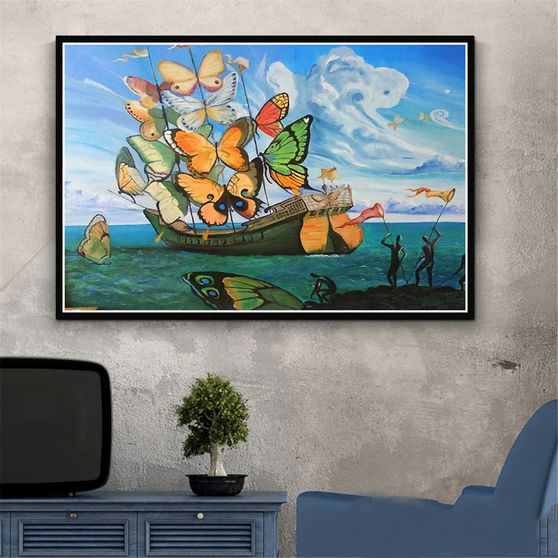 Плакат и печатная графика Ретро Psychedelic живопись Salvador Dali Surrealism настенное искусство абстрактные картинки для гостиной домашний декор - Цвет: Purple