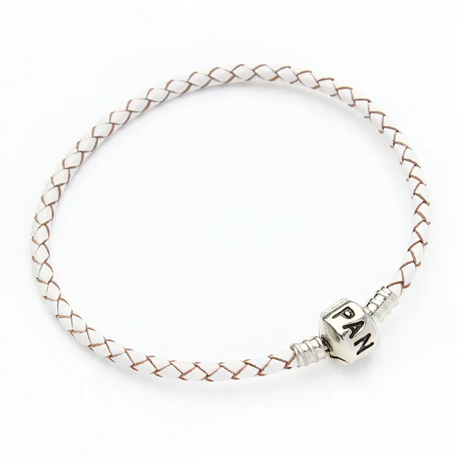 CKysee 19cm Fashion Leather Rope Charm Laser Lettering Bracelet For Women DIY Jewelry Making white