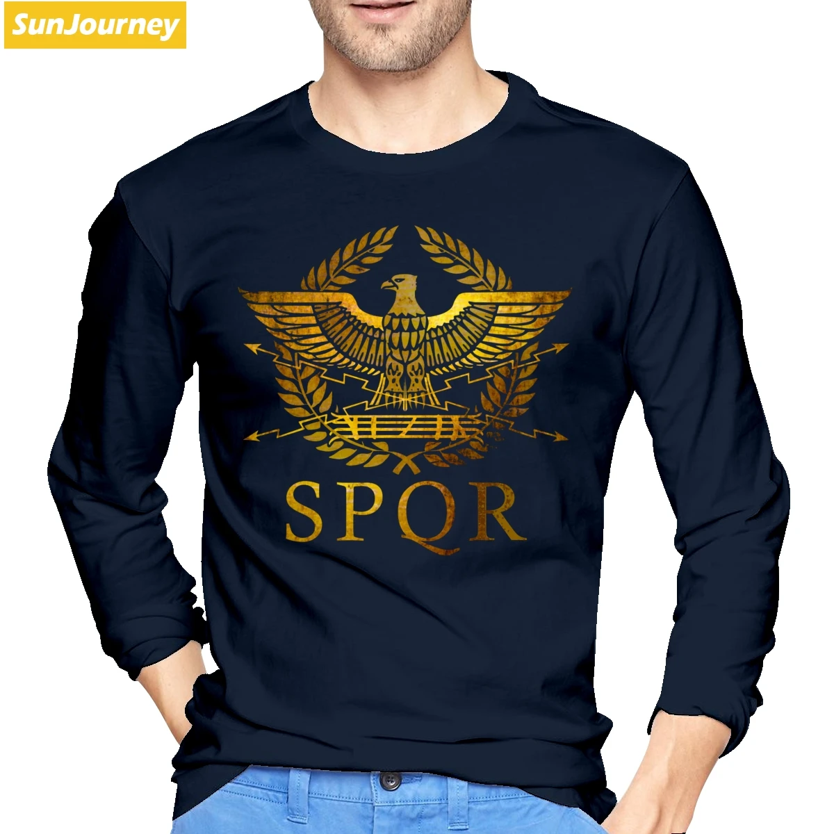 SPQR римская футболка Homme хлопковая футболка с длинным рукавом для мужчин