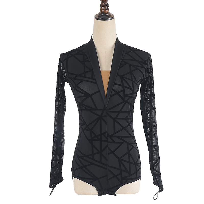 

Lace Ballroom Dance Tops For Women Long Sleeve Ballroom Practice Wear Stage Costume Tango Dance Ouftits Tap Dance Wear JL1747