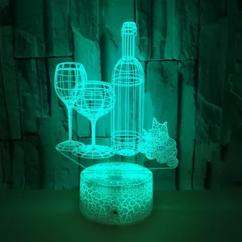

3D Wine Bottle Night Light Touch Switch Table Optical Illusion Lamp USB Powered 7 Color Changing Acrylic Flat Lights Home decor