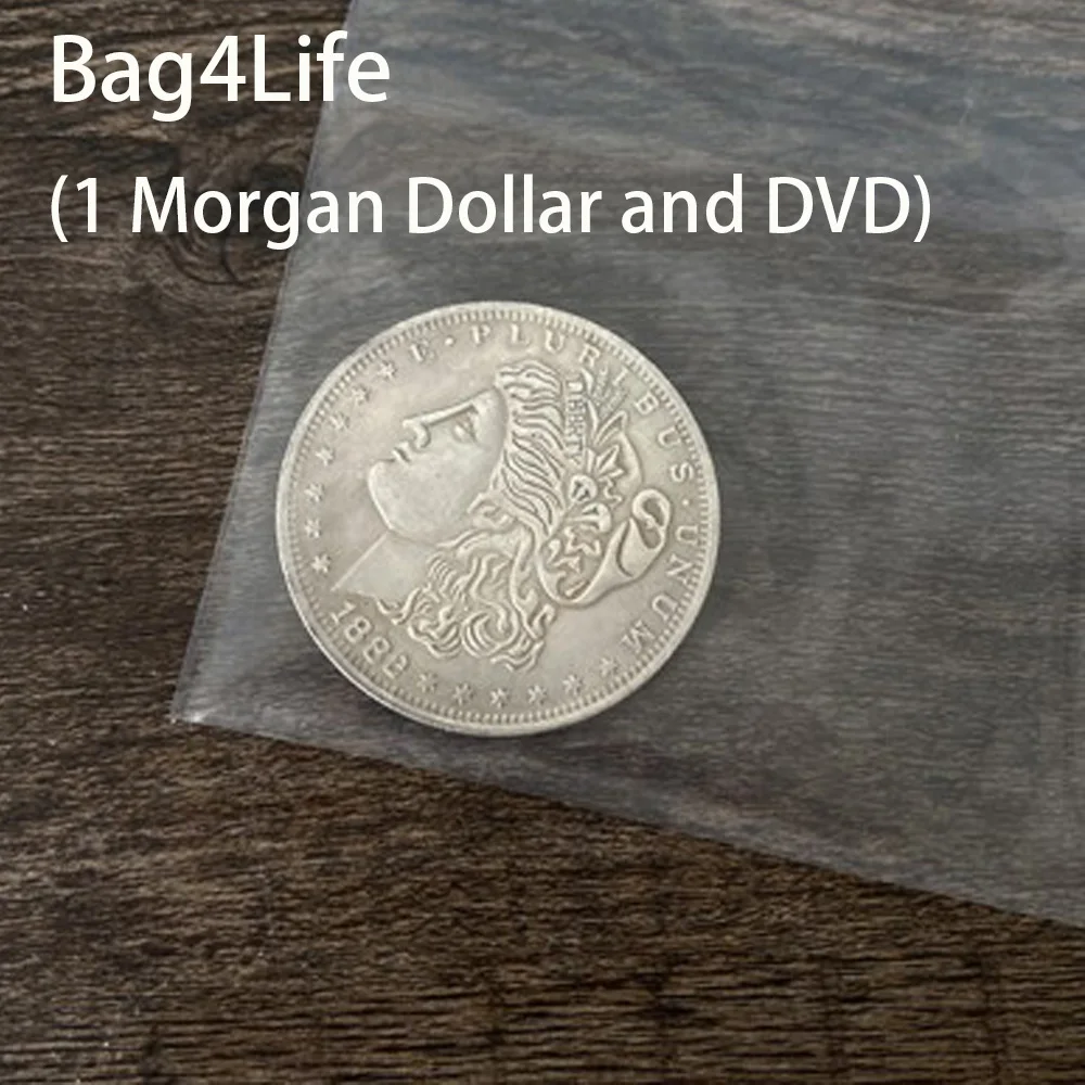 

Bag4Life (1 Morgan Dollar and DVD) by Mark Bendell and Issy Simpson Magic Tricks Coin Appearing Magia Illusion Gimmick Props