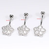 Flower Navel Belly Button Piercing Rings Bulk 925 Sterling Silver Body Jewelry For Women Fine Summer Accessories Romantic Gift 2
