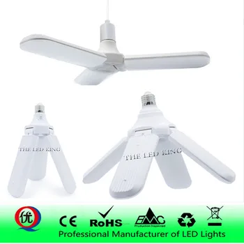 

45W E27 LED Bulb SMD2835 228leds Super Bright Foldable Fan Blade Angle Adjustable Ceiling Lamp Home Energy Saving Lights