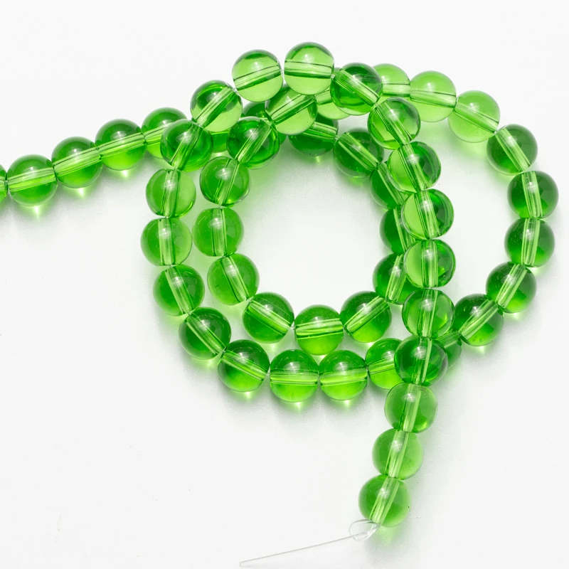 Оптом зеленые стеклянные бусины Гладкие Круглые свободные рукоделие для