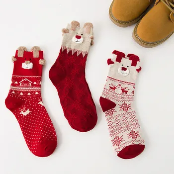 

3 Pairs Winter Children Elk Cartoon Chrismas Xmas Gift Thick Warm Woolen Socks Winter Warm Christmas Gifts Xmas Christmas Socks