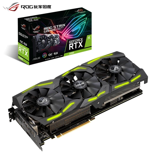 $US $534.29  asus ROG-STRIX-RTX2060-O6G-GAMING 1365-1860MH computer game graphics card Support 4 screen output