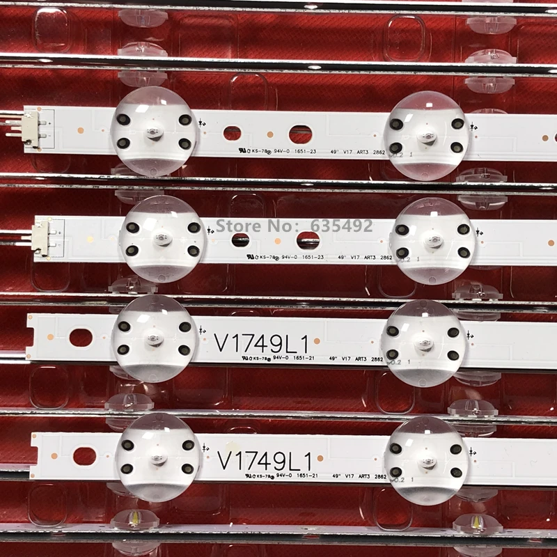 4 шт. светодиодный Подсветка полосы для LG 49 "V17 ART3 ТВ JB3B1591A02499 49UV340C 49UJ6565 6916L-2862A 6916L-2863A LC490DGG