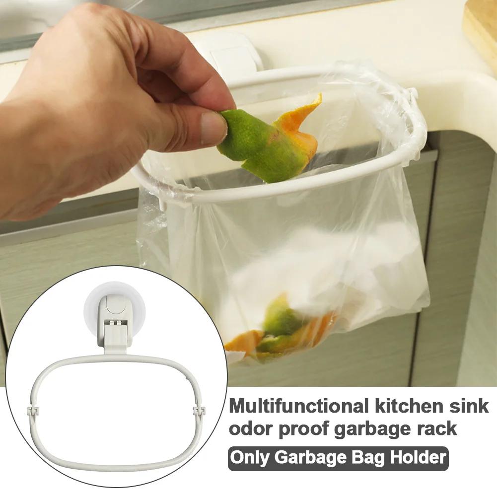 Car Trash Rack Kitchen Sink Storage White Suction Cup Hanging Garbage Bag Holder Deodorant Stand Home PP Bathroom Wall Mounted