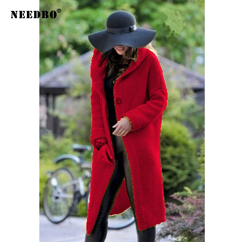 NEEDBO, вязаный кардиган, женский длинный свитер, Женский Теплый кардиган с длинным рукавом, для женщин, большой размер, верхняя одежда, пальто, женские топы
