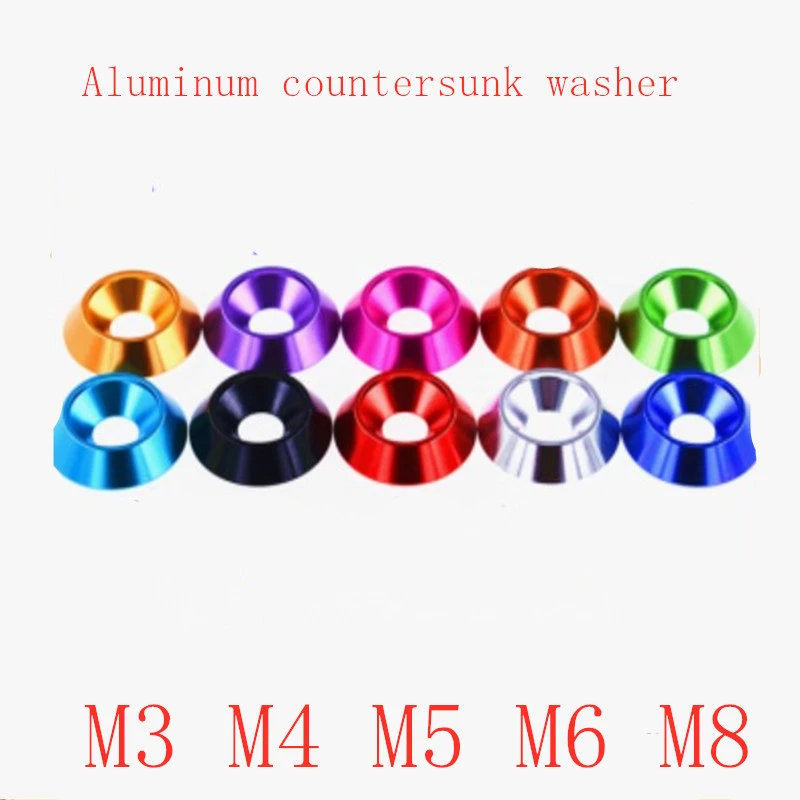 10X M6 Anodized Countersunk Head Washers Gasket Aluminum Alloy Colorful Bolts