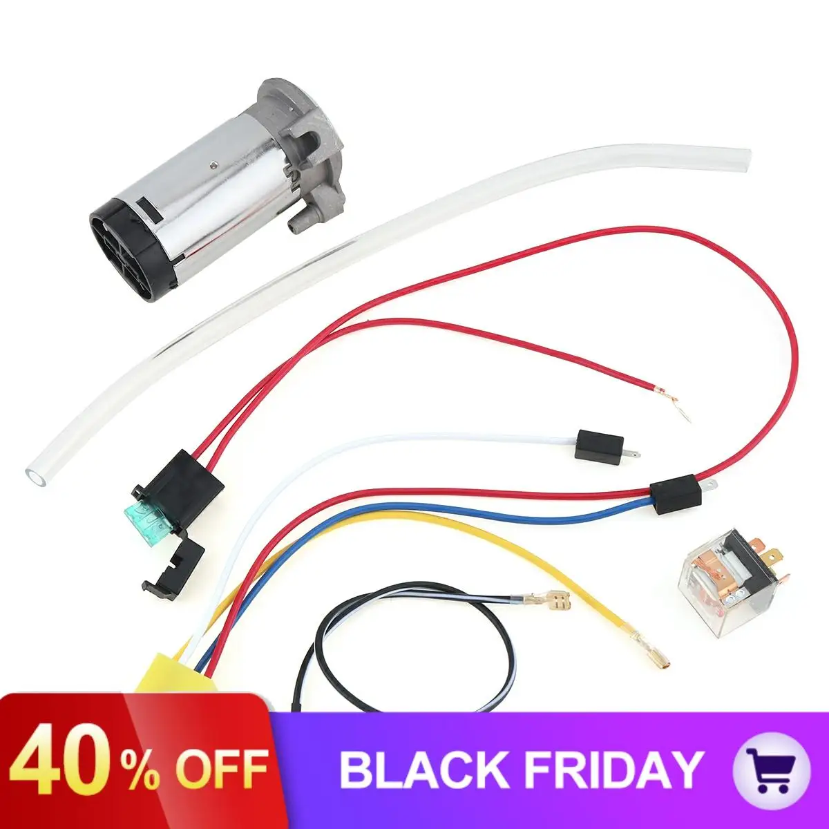 12V Car Air Compressor Air Hose Wires and Relay for Auto Truck Vehicle Air Horn Compressor
