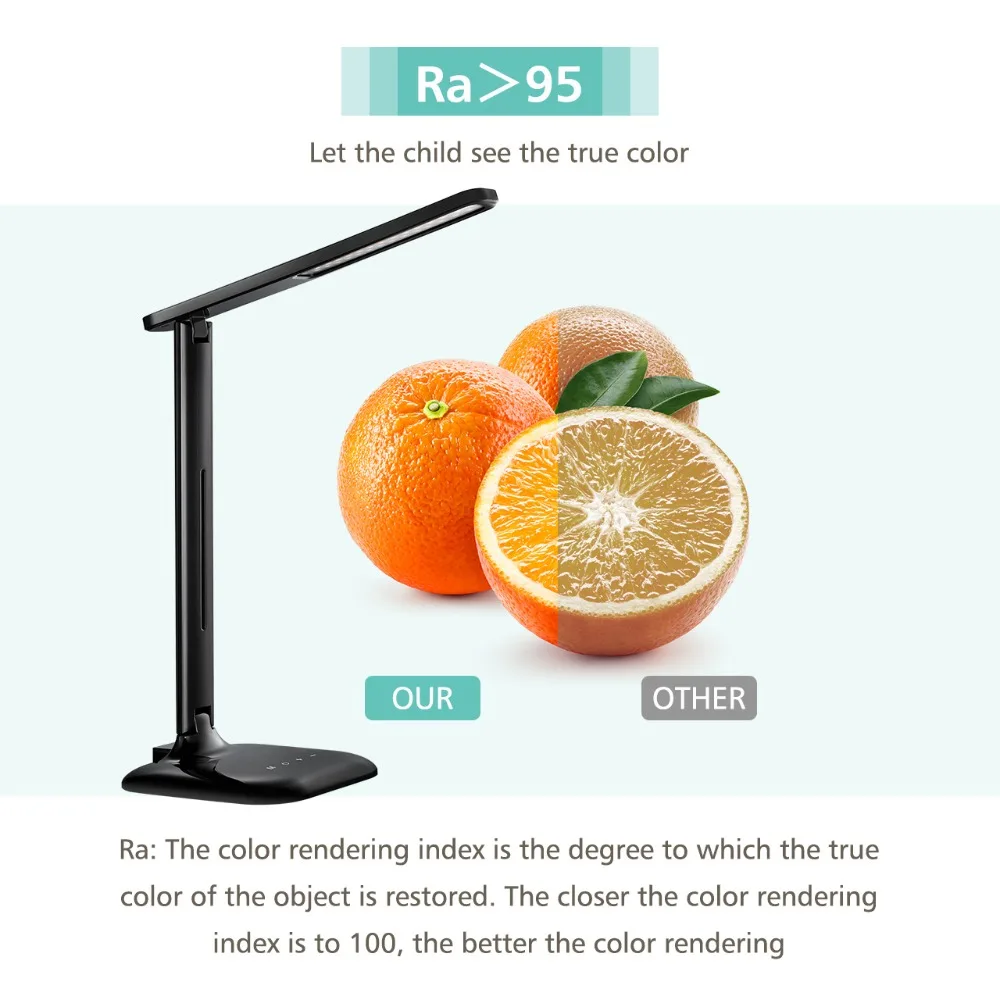 Mpow Foldable Desk Lamp Reading Table Lamp with USB Charging Port 5  Brightness Levels LED Night Desk Light for Reading Sleeping (6)