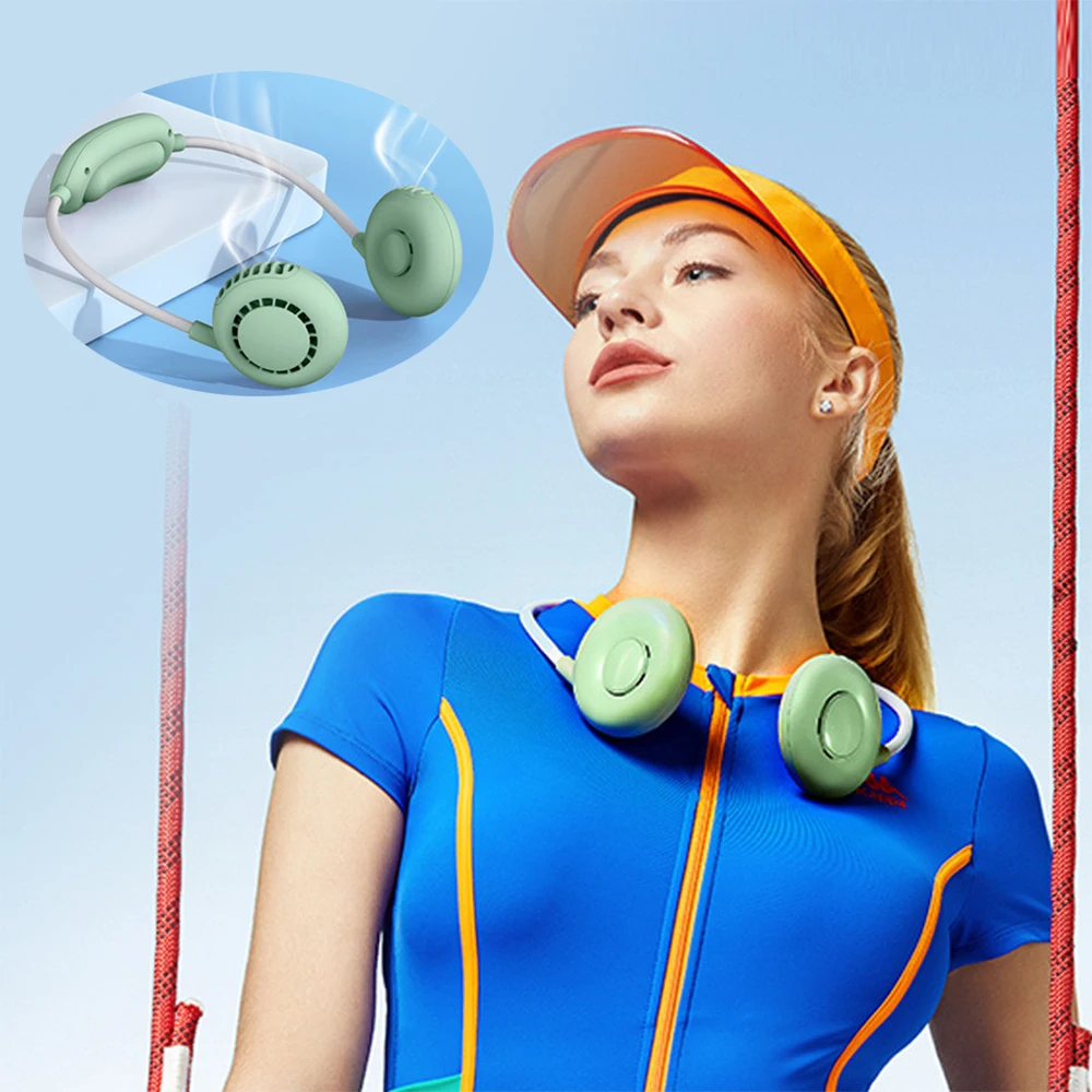 

New Lazy Leafless Hanging Neck Fan Usb Charging Sports Portable Donut Hanging Neck Electric Fan Summer Fan Mini Air Cooler