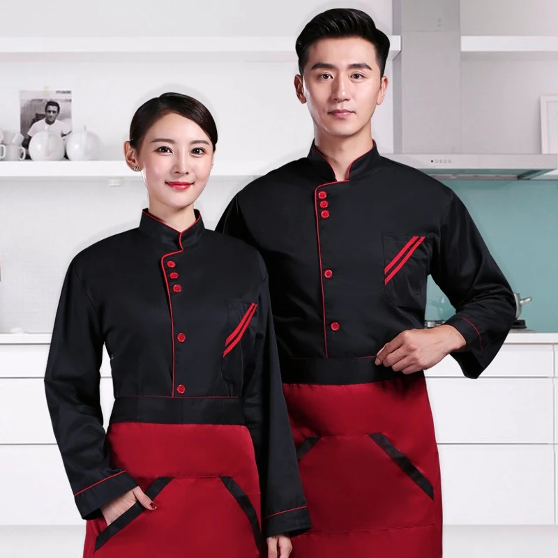 Chef Clothes Longsleeve Uniform Restaurant Jacket+Apron Kitchen Bakery Catering Breathable Waiter Cook Wear | Тематическая одежда