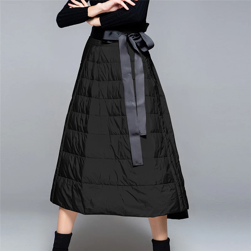 Новая осенне-зимняя Однотонная юбка с разрезом трапециевидной формы, Женская длинная юбка, модная повседневная Свободная юбка для женщин W147