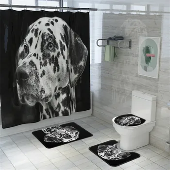 

Cute Puppy shower curtain sets Polyester Shower Curtain Bathroom Waterproof toilet mat set cortinas bathroom shower set decor