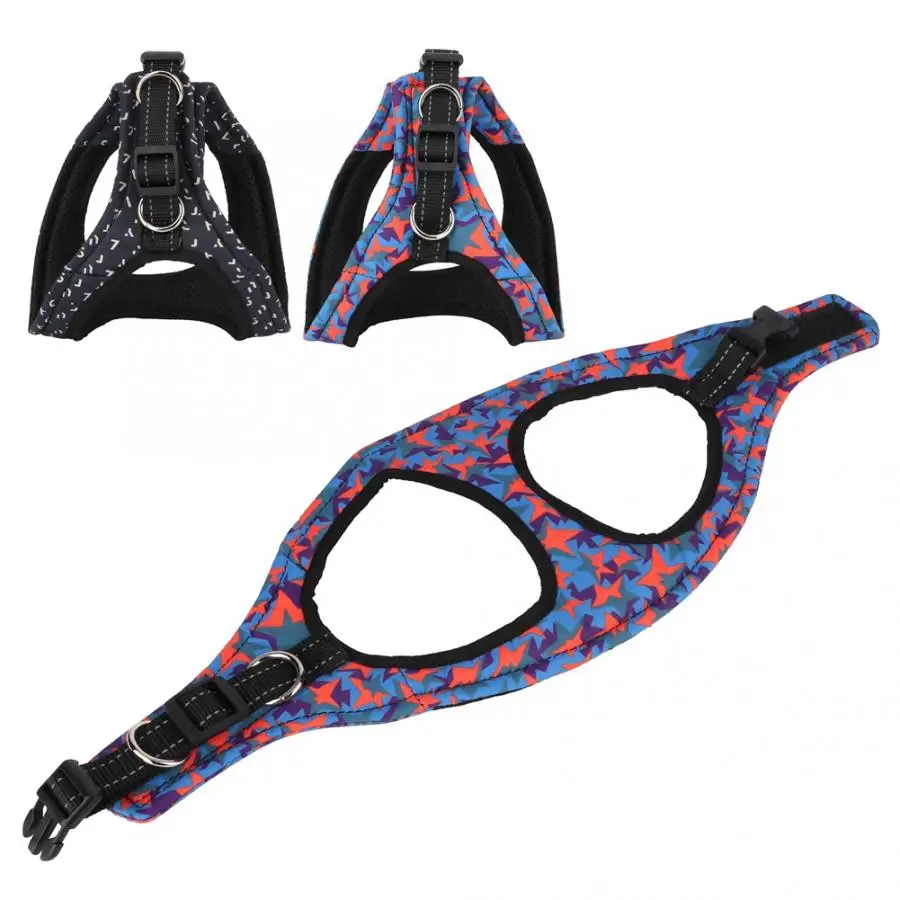 Adjustable Soft Breathable Polyester Lightweight Colorful Printing Pet Vest Harness Chest Strap Pulling Leash Rope for Dogs Cats