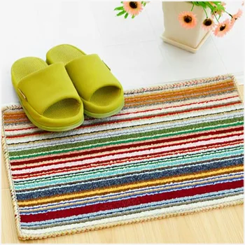 

Package Edge Carpet Water Absorption Oil-proof Wear-resisting Color Stripe Kitchen Bathroom Door Side Rectangle Thick Rug