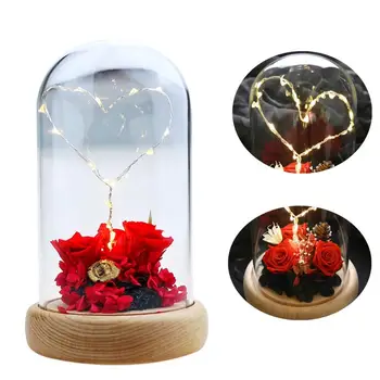 

Eternal Preserved Rose In Glass Dome 5 Flower Heads Rose Forever Love Wedding Favor Valentine Christmas Gifts for Women