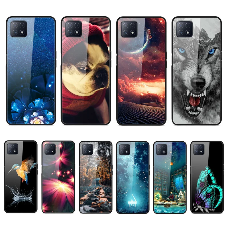 Case For OPPO A73 5G Phone Back Cover Black Silicone Bumper With Tempered Glass | Мобильные телефоны и аксессуары
