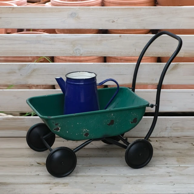 Rusztikus Retro Dekoratív Kerti Fém Kocsi És - Image 4