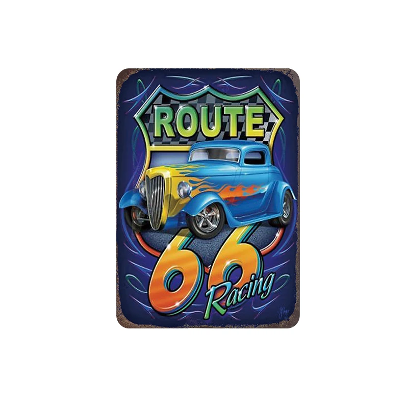 Темно-серый Route 66 металлическая жестяная вывеска Ретро плакат Декор Наклейка металлическая стена ремесло табличка Targhe In Metallo - Цвет: Темно-серый